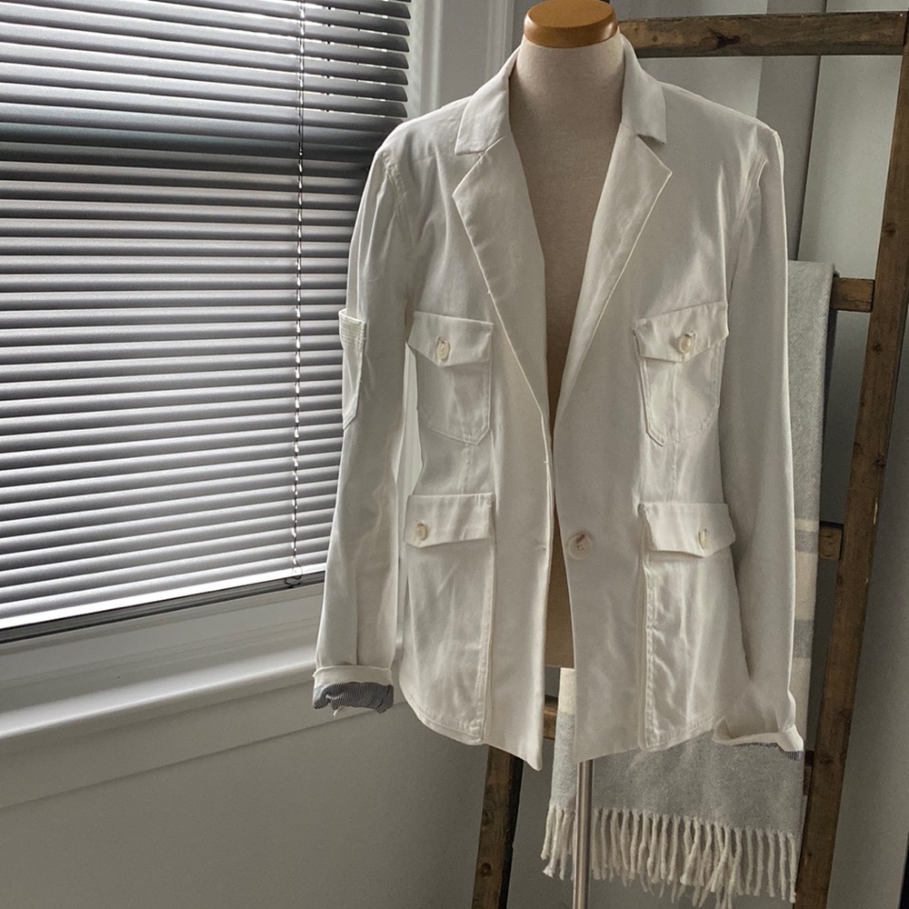 Anthropologie Creme Denim Jacket